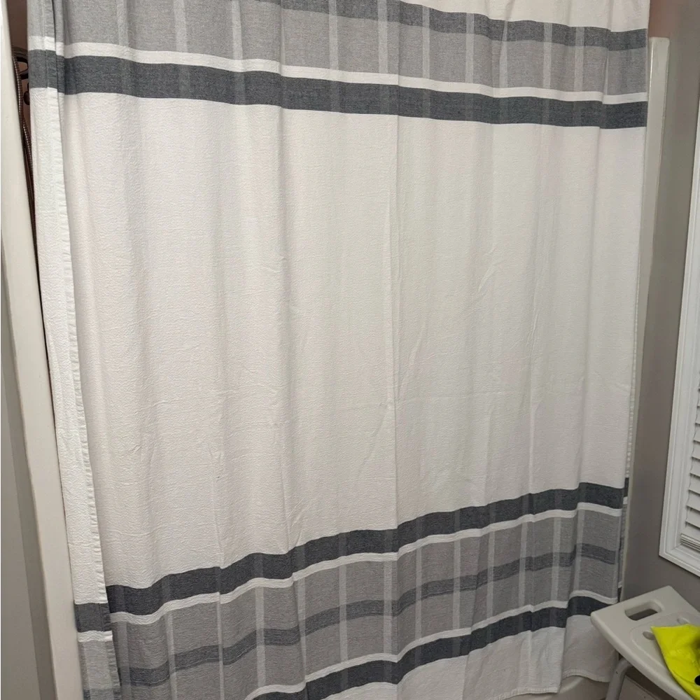 Elegant Gray and White Striped Shower Curtain
